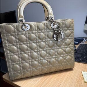 Dior Beige Quilted Tote Bag - Like New